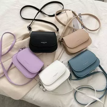 Модная сумка-седло через плечо для женщин из искусственной кожи, простая однотонная сумка-мессенджер с клапаном, модные сумки-мешок