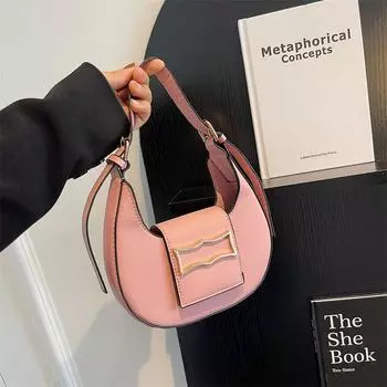 Модная сумка-седло через плечо, винтажная сумка через подмышку, универсальная широкополосная портативная сумка в форме полумесяца с металлической отделкой, большая емкость