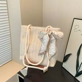 Модная сумка-тоут большой емкости с шарфом для женщин, летняя новая модная сумка через плечо, повседневная сумка для поездок на работу