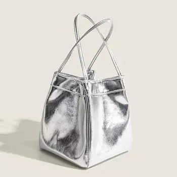 Модная сумка-тоут из искусственной кожи для женщин, женская сумка-мешок, простые сумки на плечо, роскошные дизайнерские сумки, кошельки 16x15x15cm чёрный