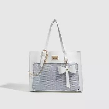 Модная сумка-тоут на одно плечо с бантом, универсальная прозрачная сумка для девочек, милая сумочка чёрный