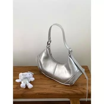 Модная сумка-тоут нишевого стиля, сумка под мышкой, женская, для личности, острая девушка, универсальная, сумка-подушка, женская, на плечо, для женщин серебряный