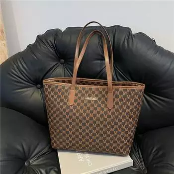 Модная сумка-тоут, простая сумка через плечо большой вместимости, сумка в иностранном стиле, повседневная сумка для поездок на работу коричневый