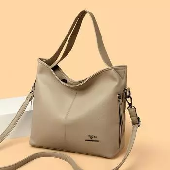 Модная сумка-тоут с подвесным ушком, большая средняя сумка из коровьей кожи, женская сумка для поездок на работу, сумка через плечо хаки