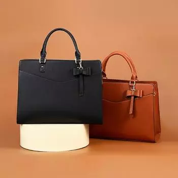 Модная сумка-тоут с текстурой и крестообразным узором, большая вместимость, сумка через плечо с бантом, простая портативная женская сумка класса люкс для поездок на работу (30cm<Max Length<50cm)