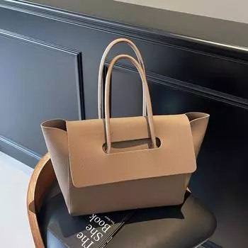 Модная сумка-тоут с узором личи большой емкости, женская зимняя модная простая сумка через плечо через подмышку 43*13*26 коричневый