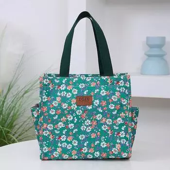 Модная сумка-тоут с застегивающейся на молнию сумкой для ланч-бокса, термосумка Bento, сумка для переноски в руке для офисных работников и мам с детьми зелёный