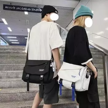 Модная сумка унисекс большой емкости через плечо японская сумка Harajuku для подростков и студентов белый