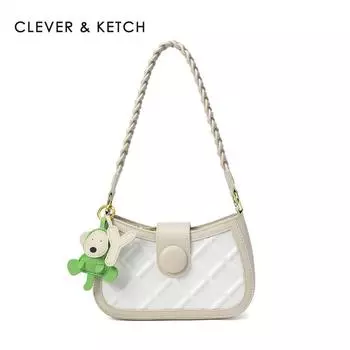 Модная сумка в клетку с бриллиантами подмышками, сумка-багет, сумка через плечо, подарок на день рождения, длина 23,5 см, ширина 7 см, высота 15 см абрикосовый