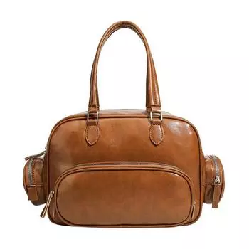 Модная сумка в стиле ретро, сумка-бостон, фактурная сумка для боулинга, сумка для поездок на работу и обратно