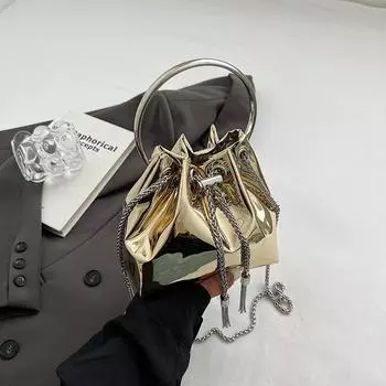 Модная сумка-ведро через плечо с цепочкой для женщин, летняя новая уникальная круглая ручка, дизайн из искусственной кожи, сумка на одно плечо Mini(Max Length<20cm)