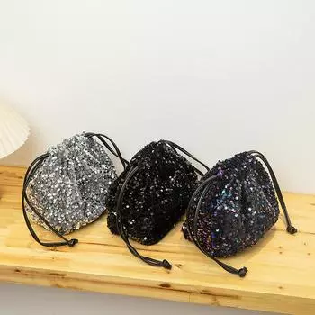 Модная сумка-ведро через плечо с женской сумкой на плечо с цветными пайетками