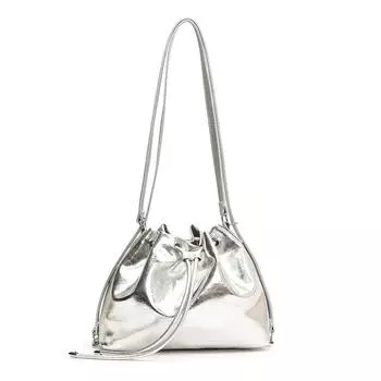 Модная сумка-ведро из искусственной кожи, однотонная сумка на плечо, простой ретро-рюкзак, универсальная женская сумка серебряный