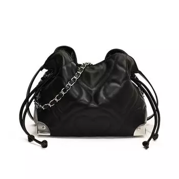 Модная сумка-ведро на осень и зиму, ретро-ромб, простой и нишевый выбор. чёрный