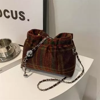 Модная сумка-ведро с цепочкой 2024 года, весна, новый тренд, американский темперамент, маленькая сумка, сумка на плечо, сумка-мессенджер для выхода, женская сумка красный