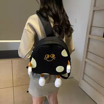 Модная сумка женская 2024 новая сумка через плечо мультяшная холщовая сумка милая школьная сумка студенческий рюкзак женский летний бежевый