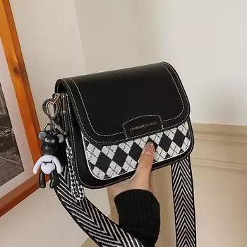 Модная сумка женская новая нишевая дизайнерская сумка через плечо ретро трендовая сумка-мессенджер темперамент простая маленькая квадратная сумка one size fits all чёрный