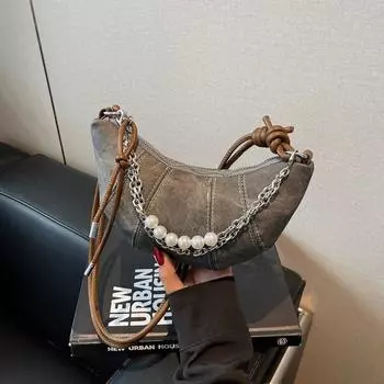 Модная сумка женская простая повседневная сумка-пельмень лето новая нишевая высококлассная через плечо круассан