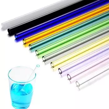 Модная свадебная плоская 1 шт. новая чистая цветная питьевая соломинка для дня рождения из стекла Pyrex для вечеринки простая прямая 20 см многоразовая ручная работа чистый