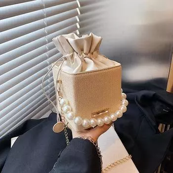 Модная, свежая и милая индивидуальная сумка с цепочкой из бисера для женщин 2024 года, популярная сумка через плечо, сумка-мессенджер, сумки чёрный