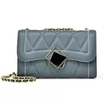 Модная, свежая и милая женская сумка на одно плечо из натуральной кожи Oblique Span, верхний слой из коровьей кожи, летняя цепочка, маленькая квадратная сумка озеро синий