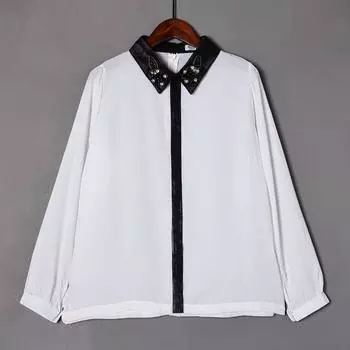 Модная свободная и простая блузка в японском стиле, подходящая ко всему, в студенческом стиле, 2023 весна-лето, новая, пуловер с лацканами, рубашка с длинными рукавами, мода White. L