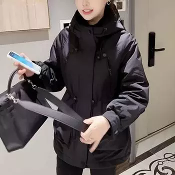 Модная свободная куртка Куртка Женская Весна и Осень Куртка с капюшоном Куртка Тренд XXXXXL