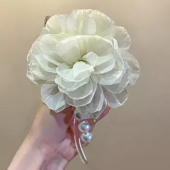 Модная темпераментная заколка для волос в виде цветка для женщин и девочек, изысканная сладкая заколка для волос, элегантные аксессуары для волос, подарки белый