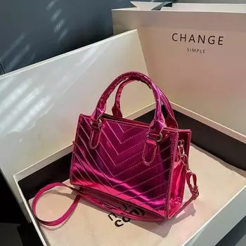 Модная тенденция Маленькая сумка 2023 Лазерная блестящая сумка для лица Цветная текстура Сумка через плечо на одно плечо 20x14x10cm красный