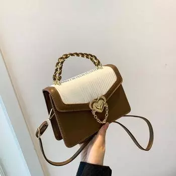 Модная тенденция сумка через плечо женская простая сумка через плечо 2024 осень новая ретро свежая сумка через плечо маленькая квадратная сумка женская чёрный