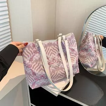 Модная тенденция женская сумка через плечо 2024 года, новая сумка в литературном национальном стиле, женская сумка-тоут, сумка-мессенджер на цепочке синий