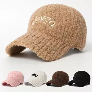 Модная теплая бейсболка из плюша, 100% полиэстер, слегка тянется, плетеный утиный язычок, модная уличная одежда, универсальная для осени/зимы Adjustable чёрный
