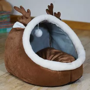Модная теплая кровать для маленькой собаки, дышащая собачья будка, симпатичные тапочки, кровать для собаки в форме кошачьего спального мешка, складная, моющаяся, для домашних животных S