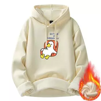 Модная теплая мужская толстовка с капюшоном, утепленная толстовка с принтом аниме-мультфильмов, мужская новая хлопковая кофта, утолщенная свободная куртка M: recommended 80-55kg