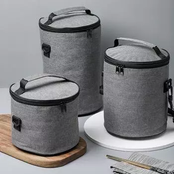 Модная термосумка Оксфорд для обеда, портативная термосумка для пикника, охладитель свежести для женщин и мужчин, коробка для бенто, круглая изоляционная сумка 17.5x27cm