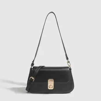 Модная Текстура Черный Багет Подмышечная Сумка Женская Нишевая Вся Ретро Одно Плечо Косая Сумка Straddle Лето