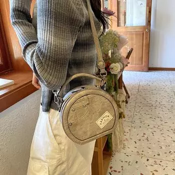 Модная текстура маленькая женская сумка 2024 года, новая модная нишевая сумка-мессенджер, повседневная иностранная сумка в переносном стиле, маленькая круглая сумка светло-серый