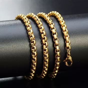 Модная текстура, титановая стальная цепочка, ожерелье из нержавеющей стали с квадратной жемчужной цепочкой для мужчин и женщин с подвесной цепочкой 50cm чёрный