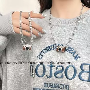 Модная титановая цепочка на ключицу: Ожерелье унисекс с изображением горячей девушки-камеры и стилем хип-хоп N0932