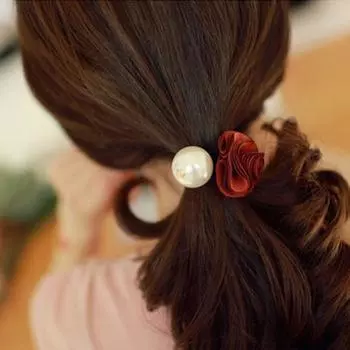 Модная ткань Art Rose Большая жемчужная веревка для волос чёрный