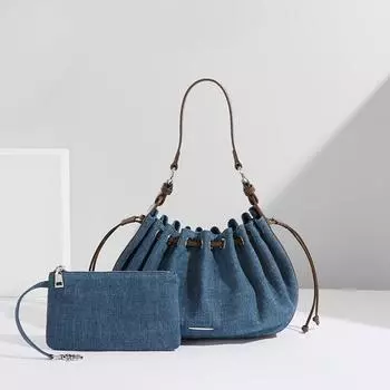 Модная тканевая плиссированная сумка с затягивающимся шнурком, модная женская сумка на одно плечо с дизайнерским смыслом, модная ручная сумка через плечо