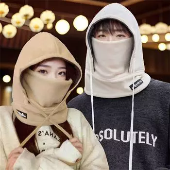 Модная толстая плюшевая теплая шапка для лыж, ветрозащитная пушистая шапка Lei Feng, маска, шапка, шарф, комплект для зимнего отдыха на открытом воздухе чёрный