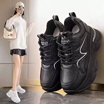 Модная толстая подошва с внутренней отделкой, подходящая по цвету спортивная обувь для женщин 2024 года, новая осенняя модная повседневная обувь, модная и универсальная 35 бежевый