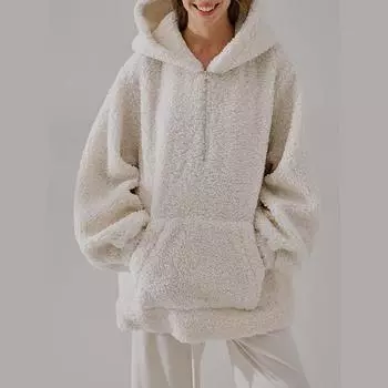 Модная толстовка с капюшоном для женщин, однотонный повседневный пуловер, топ S белый
