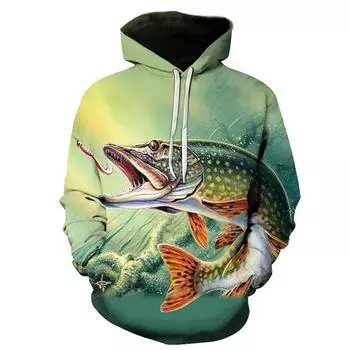 Модная толстовка с капюшоном с 3D-принтом для рыбалки, мужская уличная одежда, толстовки в стиле хип-хоп, пуловеры с капюшоном, толстовки M
