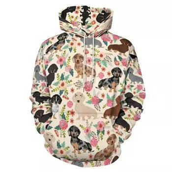 Модная толстовка с капюшоном в виде 3D-печатных собак и уток для женщин, свитшоты с длинным рукавом в стиле Харадзюку, крутые уличные свитера, одежда XXS
