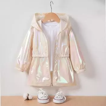 Модная тонкая куртка с капюшоном для девочек Symphony Going Out 130cm синий