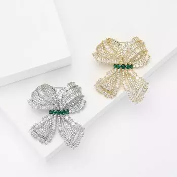 Модная тяжелая промышленность микро-инкрустированная циркониевая брошь-бантик изысканная универсальная женская одежда корсаж ювелирные изделия булавка