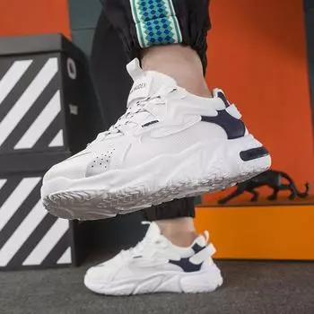 Модная трендовая мужская обувь, новинка 2023 года, обувь для отца, повседневная обувь с дышащей сетчатой поверхностью, легкая спортивная обувь на платформе, кроссовки 39 белый