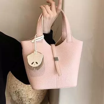 Модная трендовая сумка через плечо женская летняя простая универсальная сумка-ведро премиум-класса на плечо 26*12*19 хаки